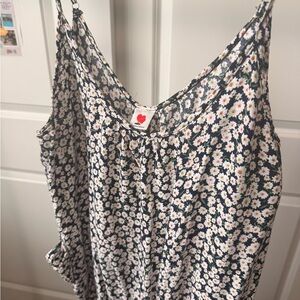 Floral Sleeveless Tank Jumper - Black and White